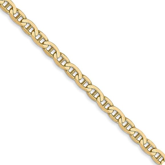 3mm 14k Yellow Gold Solid Concave Anchor Chain Necklace 16 Inch